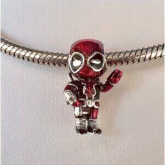 2024 New Marvel Deadpool Charm Red Dead Man Charm Fit Pandora Bracelet - Picture 4 of 5